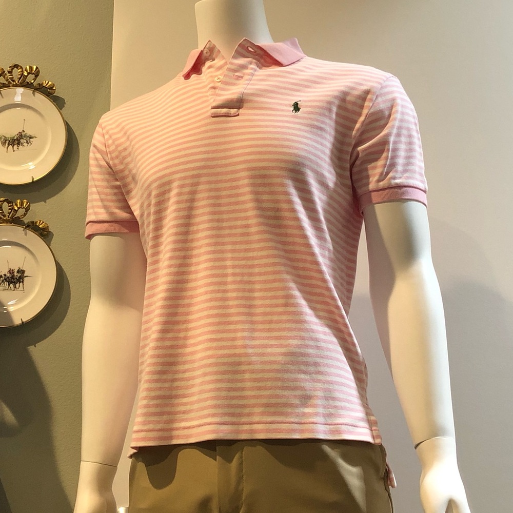 Polo Ralph Lauren Pink/White Striped Knit Polo